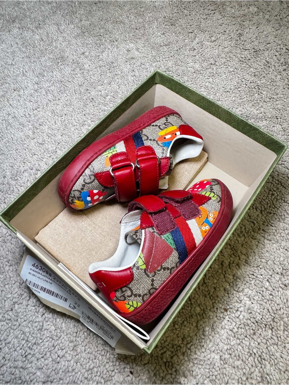Gucci Kids Red Multi-Color Logo Canvas Sneakers